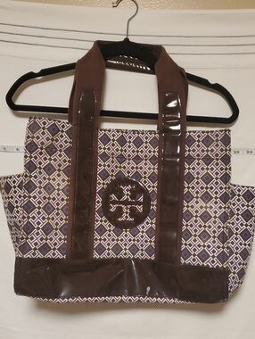 Tory Burch Vintage Purple And Brown Geometric Tote Bag